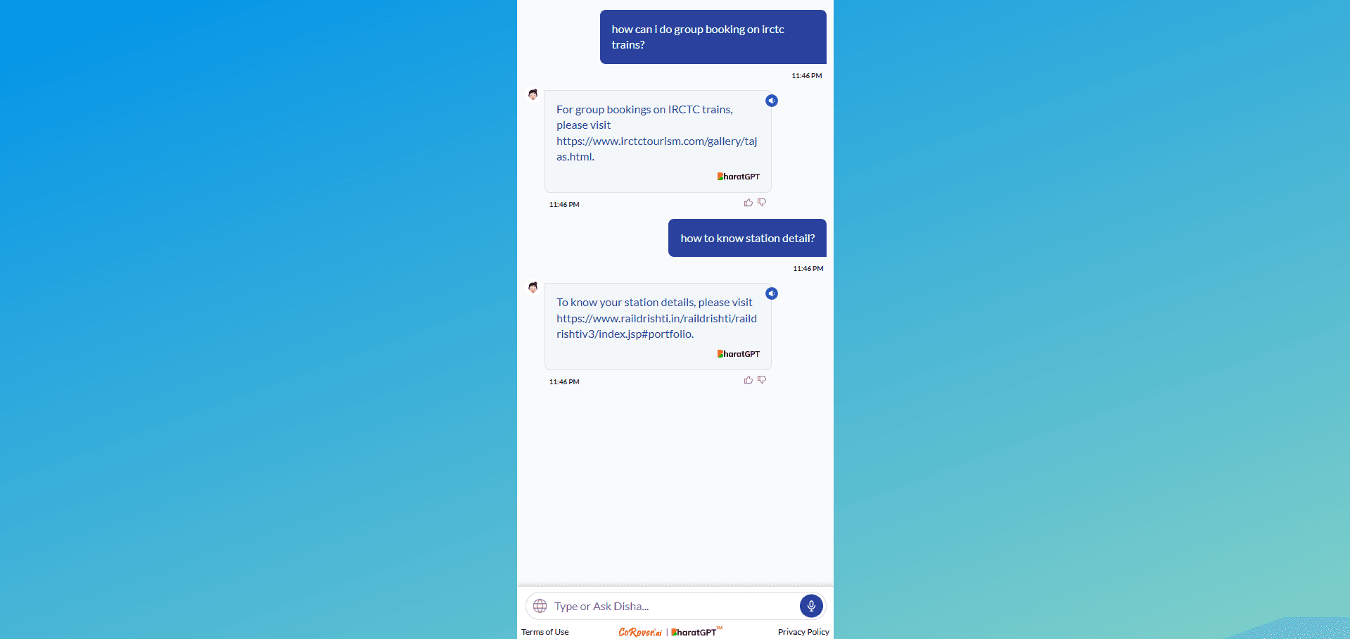 IRCTC AskDisha